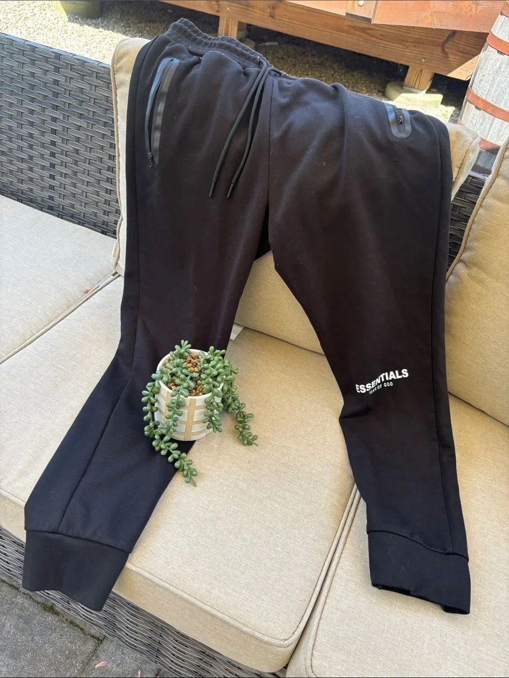 Essentials Black Tapered Jogger Pants